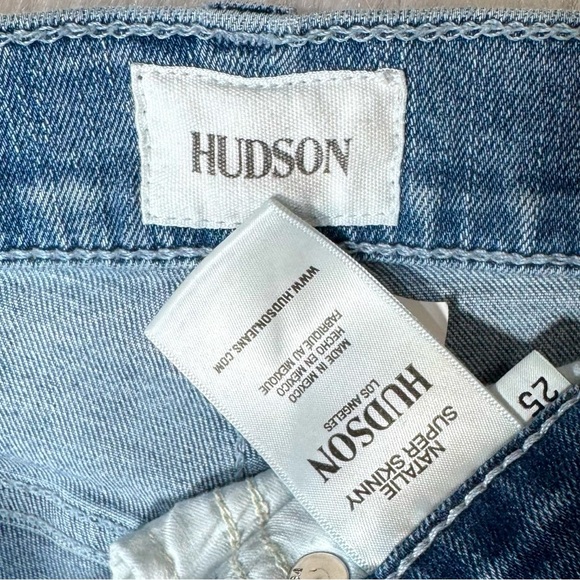 Hudson Fringe Hem Mid Rise Medium Wash Ankle Cropped Super Skinny Jeans Size 25 - Picture 10 of 12